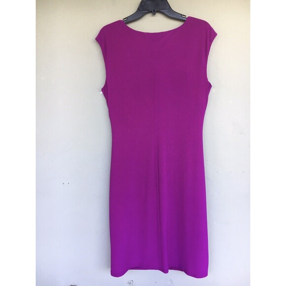 Lauren Ralph Lauren Ruched Cowl Neck Cocktail Dress Magenta Womens 12 Draped - Picture 8 of 14